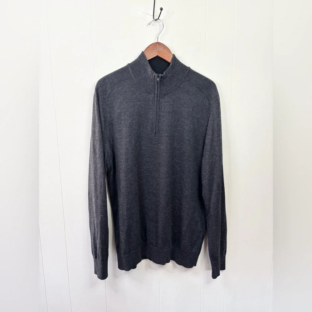 Express charcoal grey 3/4 zip sweater men’s XL merino wool blend